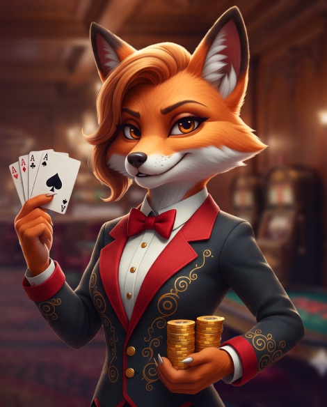 Kitsune Casino fox character beside the main gaming platform interface